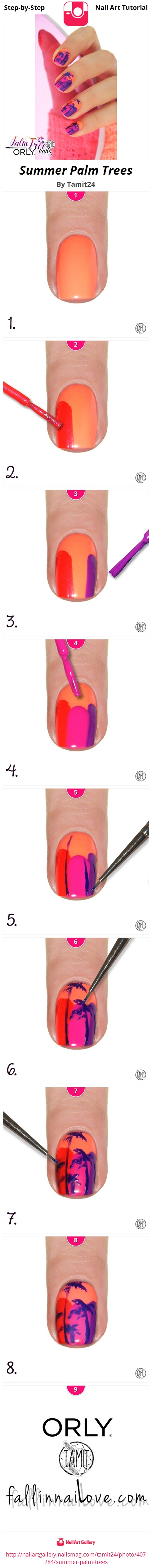 Summer Palm Trees - Nail Art Gallery