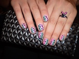 Pink and Green leopard nails