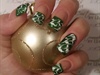 Green peppermint twist Holiday nail art 