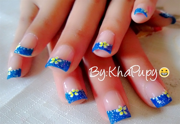 inspired blue french with simple floral