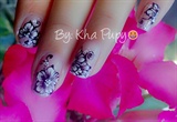 purple floral nails