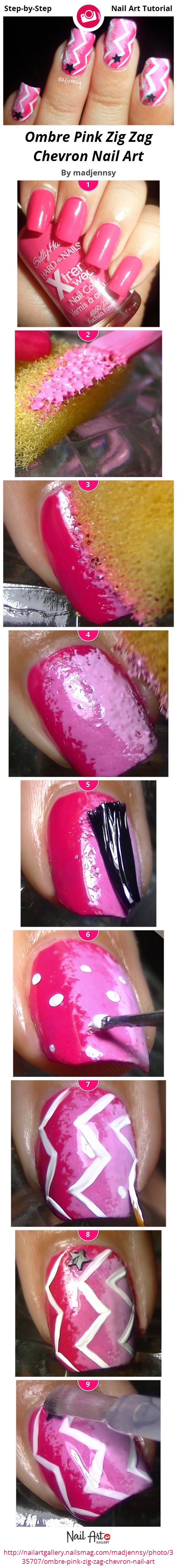Ombre Pink Zig Zag Chevron Nail Art - Nail Art Gallery