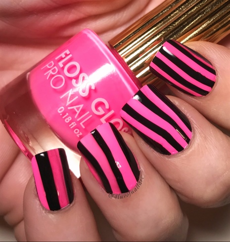 Pink &amp; Black Watermarble Stripes