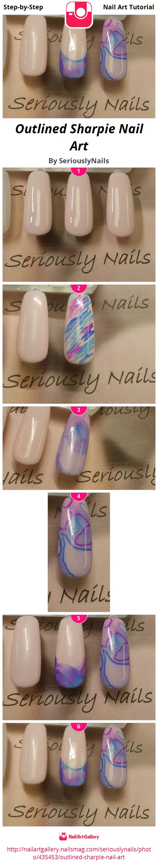 Outlined Sharpie Nail Art - Nail Art Gallery