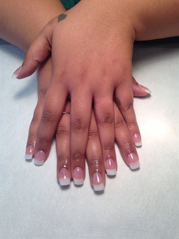 Pink And White Sculpted Acrylics
