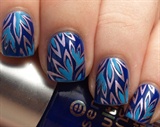 Blue peacock inspired nails