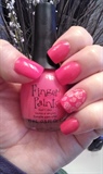 Pink Nails with flower stams