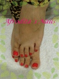 pedicure, red coral