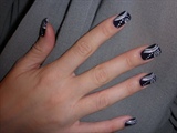 beautiful black nail with white decorati