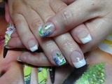 White french &amp; one stroke flowers