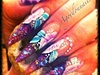 Stiletto nails with one stroke flowers 