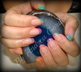 Rainbow tips acrylic nails