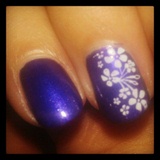 Purple flower stamp nail art 