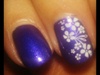 Purple flower stamp nail art 