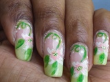 (Natural Nail) Pink Flowery Girly Nails 