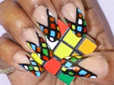 Retro- Rubix Cube Inspired Nails