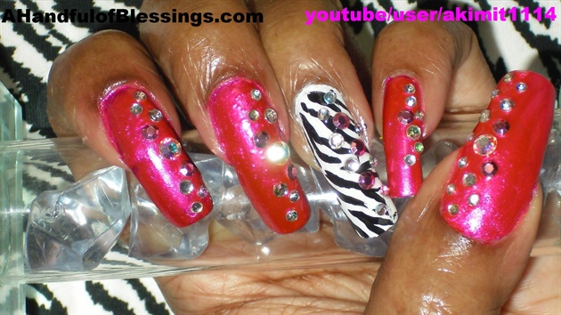 Metallic Pink &amp; Zebra Nails  pic2