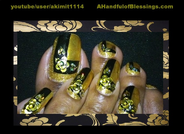 Black Gold Nails &amp; Toes.(I cut my nails)