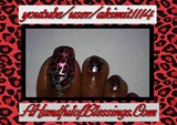 Natural Nail: Red Silver Leopard Toes