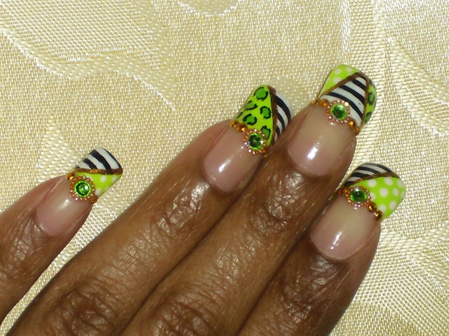 Bright Green Stripes, Dots, Leopard