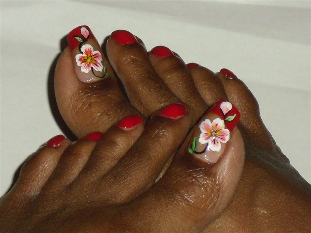 Red Floral Toes