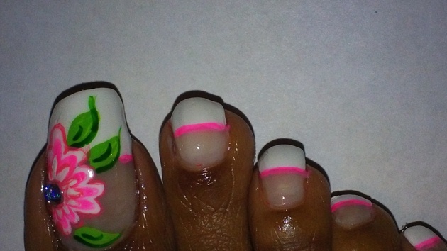 French with Neon Pink Toes