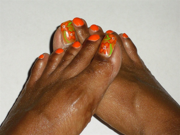 Orange Floral Toes