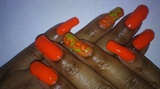 Orange Floral Nails