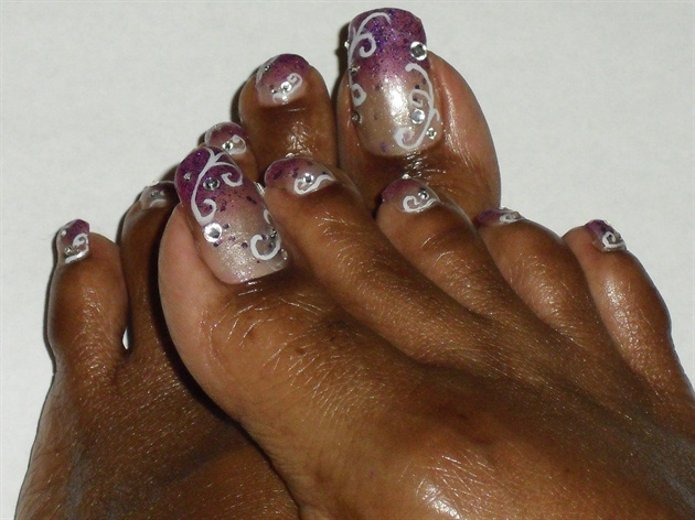 Purple Glitter Gradient Toes