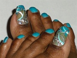 Teal Bling Abstract Toes