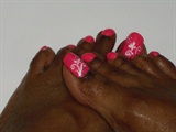 Hot Pink and White Toes
