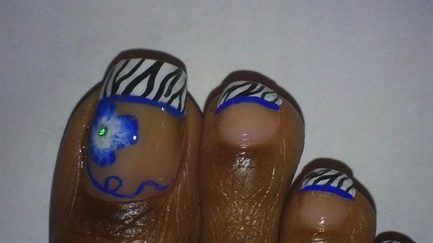 Zebra French Blue Floral Toes