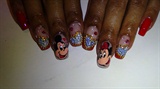 Mickey and Minnie Valentine&#39;s Nails with
