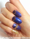 Purple &amp; gold classy gel nail art