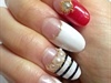 Red &amp; white sailor gel nail art