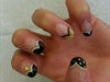 Black &amp; gold heart french Gel nail art