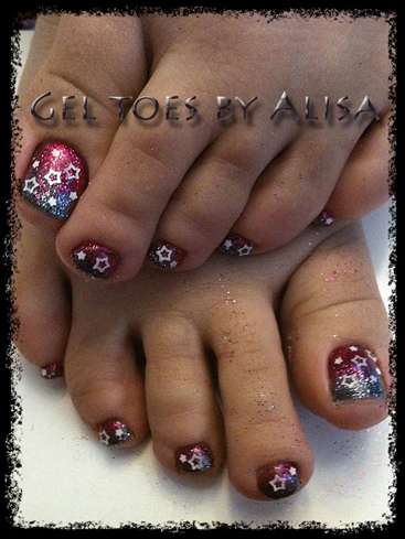 starry glitter toes