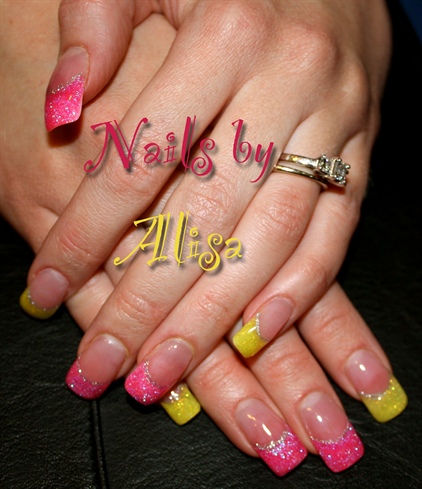 pink and yellow glitter