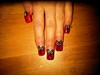 Red glitter tips with bows