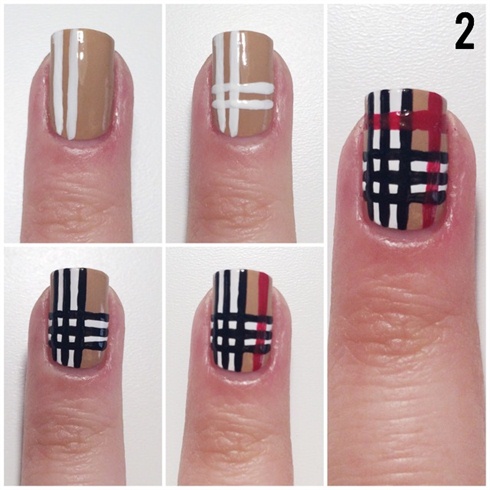 Create the Burberry design on your ring finger.