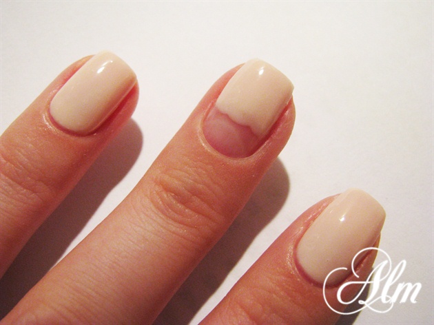 Paint 4 of Your nails in some nude color, and make half moon shape on last one ^^ It don't have to be perfect ^^
