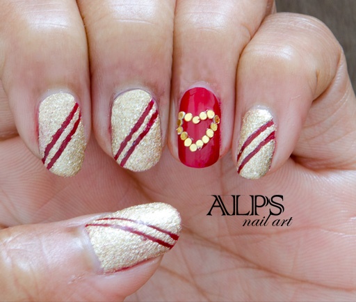 Red and Golden Nails by alpsnailart