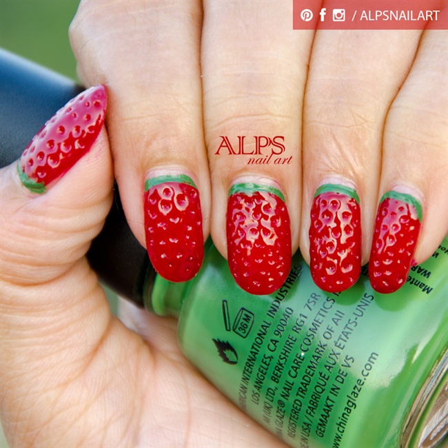 Strawberry Nails by Alpsnailart - Step-by-Step Nail Art Tutorial