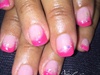 Gel nails with pink tips and Mylar 