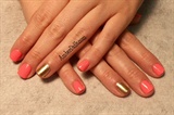Coral with Gold accent nails