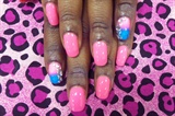 Pink and blue gradient with rhinestones