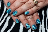 Blue Ombre with black &amp; white glitter