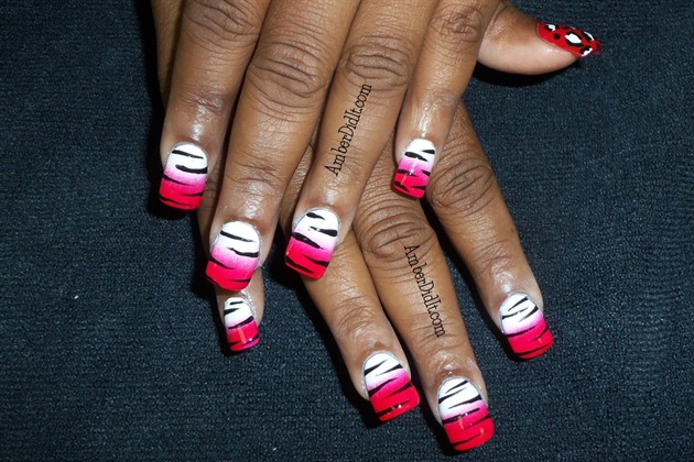 red, white and black animal print
