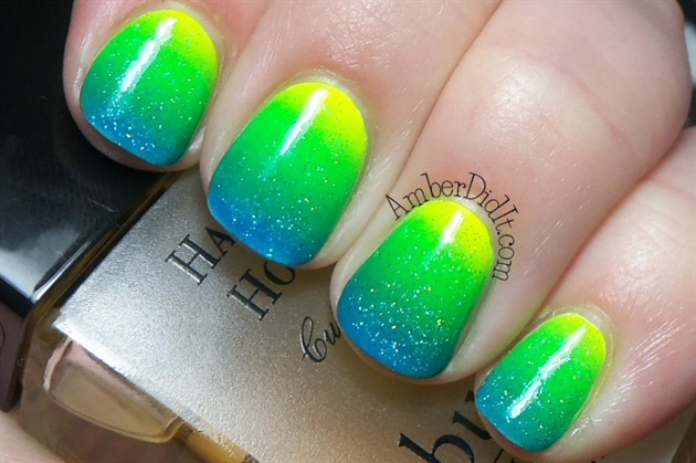 Blue, Green, Yellow Neon Ombre