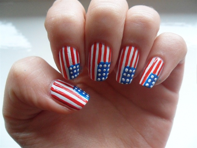USA Flag Nail Art Design - wide 1